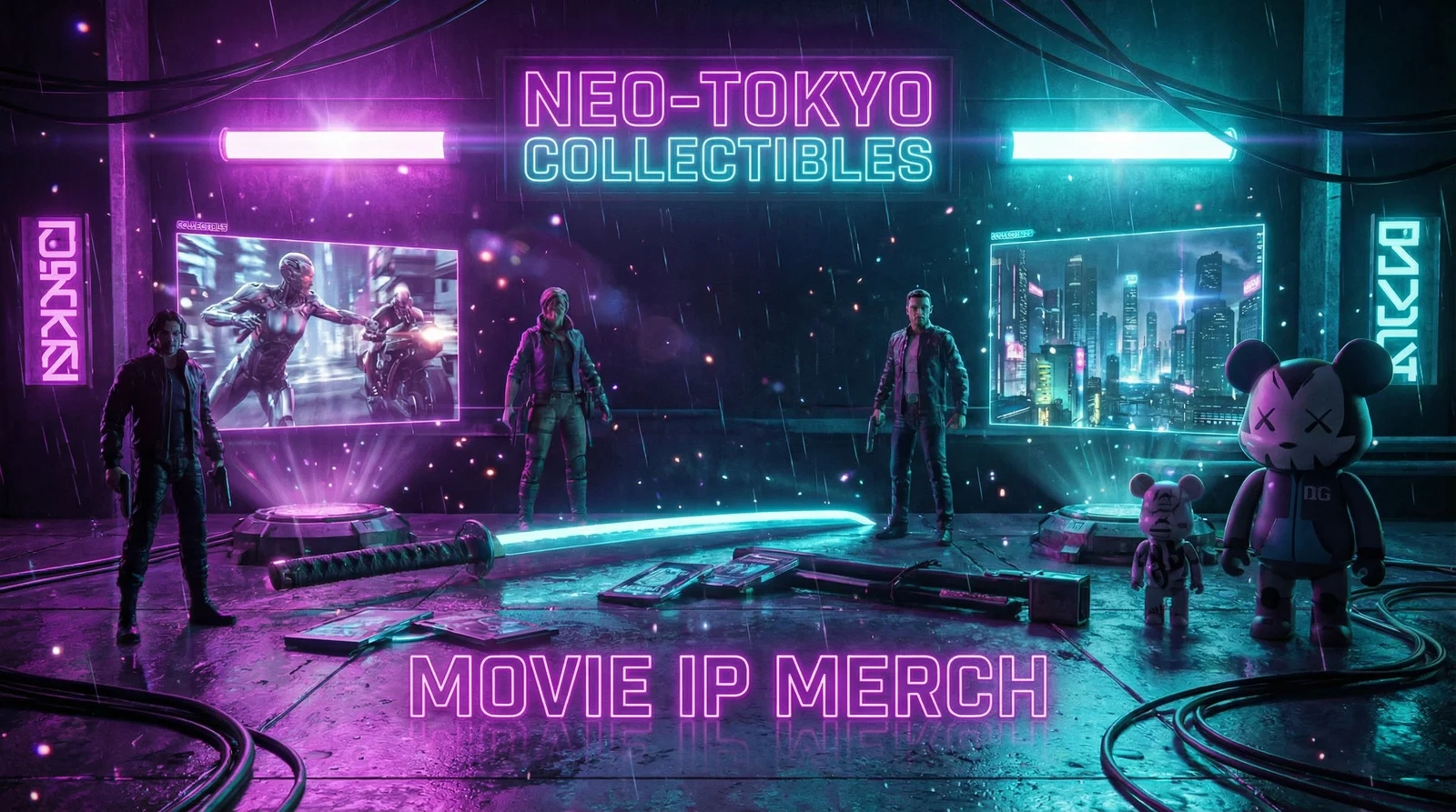 17c一起草网页版赛博朋克风格影视IP衍生品展示横幅